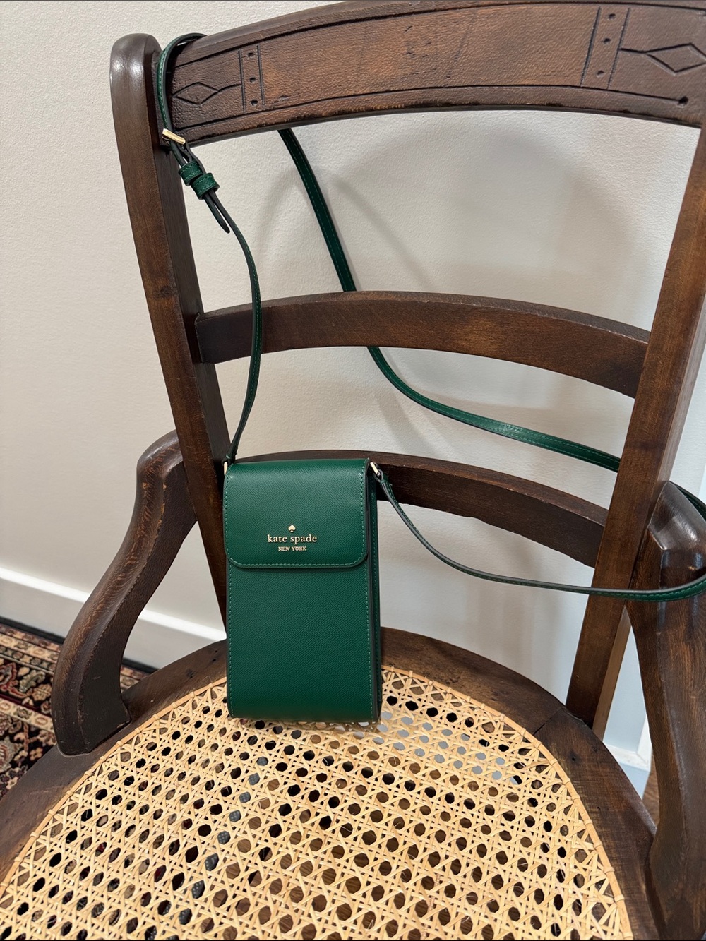 kate spade Emerald Green Leather Crossbody Phone Pouch